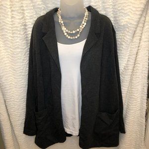 J Jill Ponte Knit Charcoal Boyfriend Jacket, 2X.